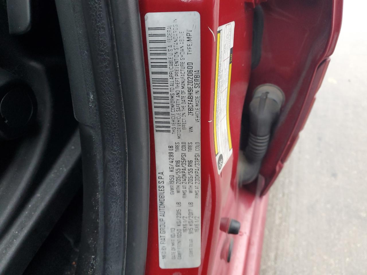 2014 Fiat 500L VIN ZFBCFABH9EZ020600 Copart auction photo, side damage thumbnail 13