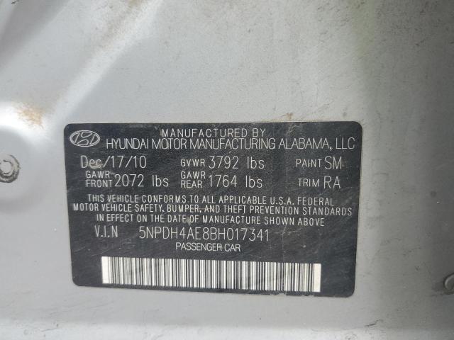 2011 Hyundai Elantra VIN 5NPDH4AE8BH017341 Copart auction photo, side damage thumbnail 12