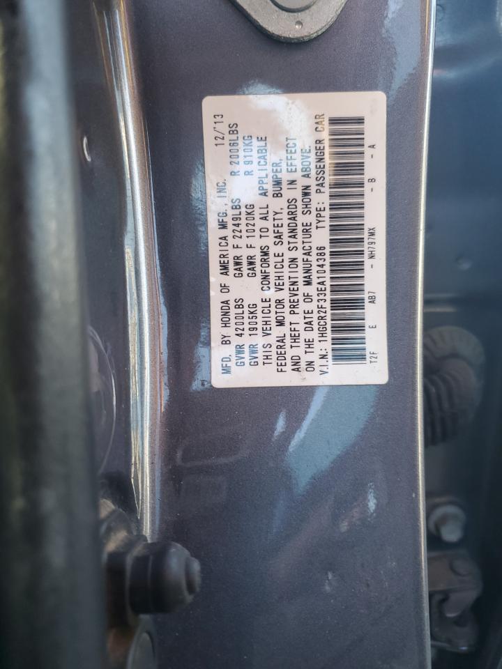 2014 Honda Accord VIN 1HGCR2F33EA104386 Copart auction photo, front end / minor dent/scratches damage thumbnail 12