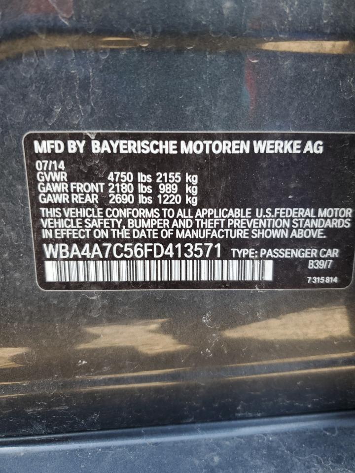 2015 BMW 4er VIN WBA4A7C56FD413571 Copart auction photo, front end damage thumbnail 14