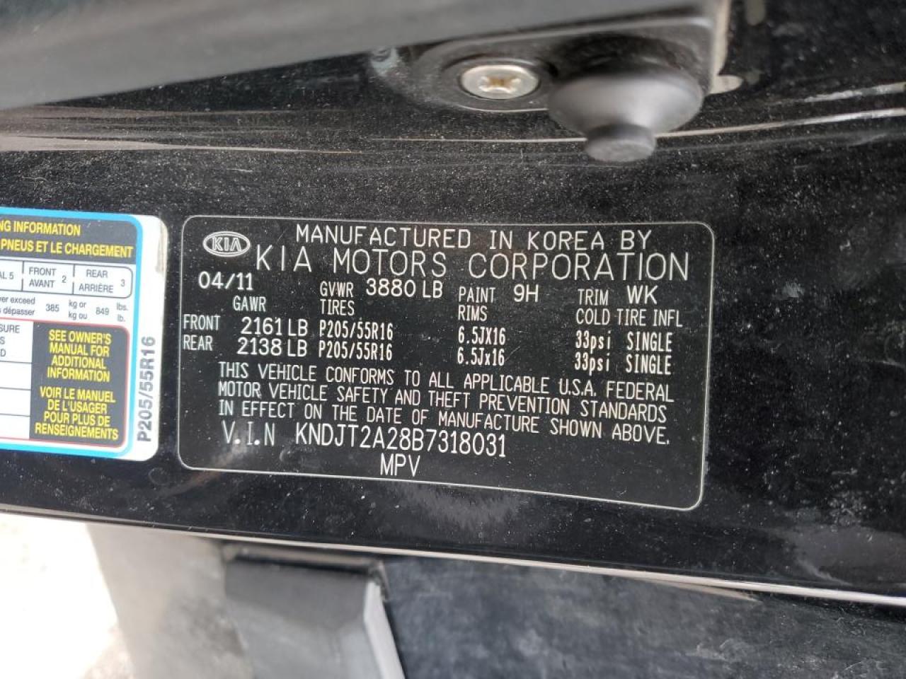 2011 KIA Soul VIN KNDJT2A28B7318031 Copart auction photo, side / undercarriage damage thumbnail 12
