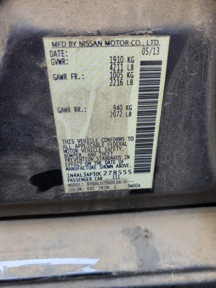 2013 Nissan Altima VIN 1N4AL3AP3DC278555 Copart auction photo, rear end damage thumbnail 15