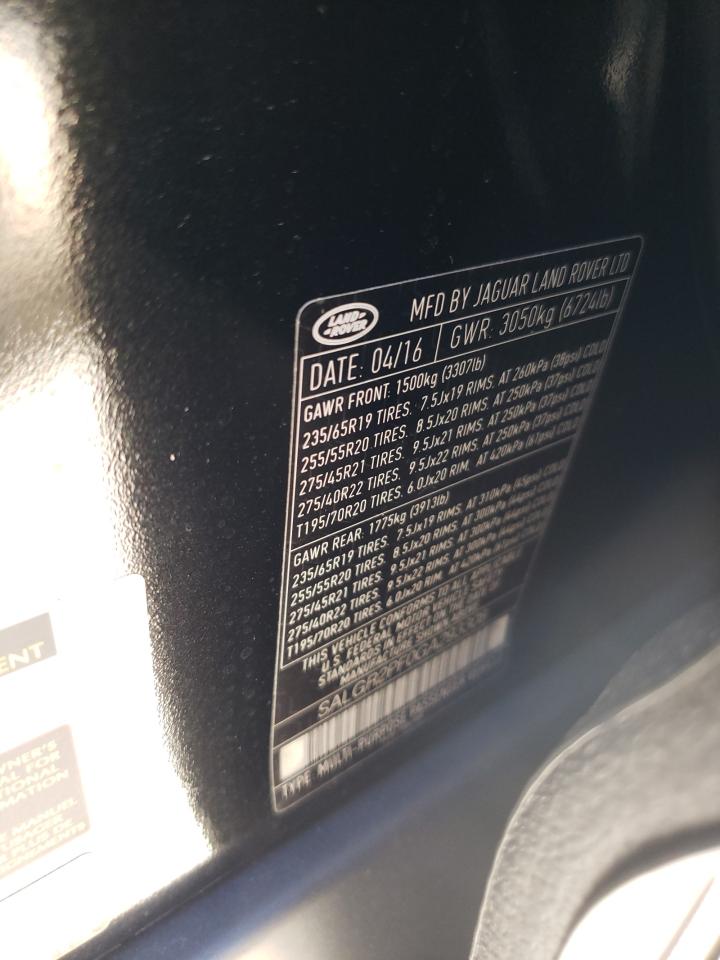 2016 Land Rover Range Rover VIN SALGR2PF0GA293308 Copart auction photo, front end damage thumbnail 14