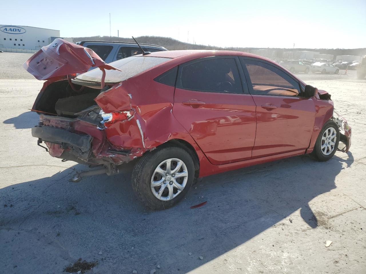 2014 Hyundai Accent VIN KMHCT4AE4EU590754 Copart auction photo, all over damage thumbnail 3
