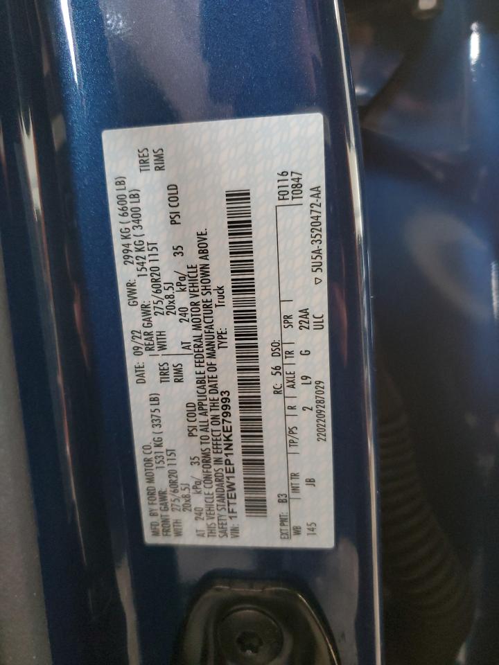 2022 Ford F-150 VIN 1FTEW1EP1NKE79993 Copart auction photo, all over damage thumbnail 13