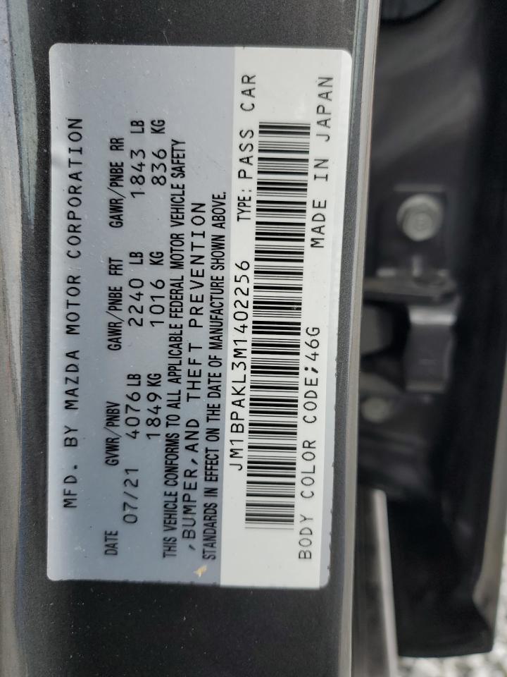 2021 Mazda 3 VIN JM1BPAKL3M1402256 Copart auction photo, frame damage damage thumbnail 12