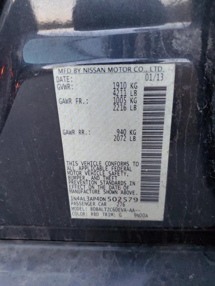 2013 Nissan Altima VIN 1N4AL3AP4DN502579 Copart auction photo, frame damage / rear end damage thumbnail 15