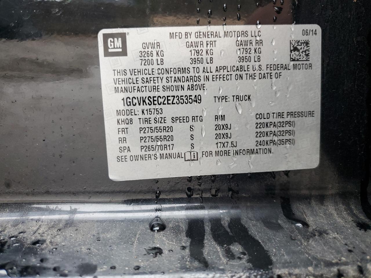 2014 Chevrolet Silverado VIN 1GCVKSEC2EZ353549 Copart auction photo, front end damage thumbnail 12