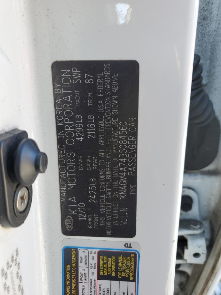 2011 KIA Optima VIN KNAGM4A74B5084560 Copart auction photo, front end / minor dent/scratches damage thumbnail 12