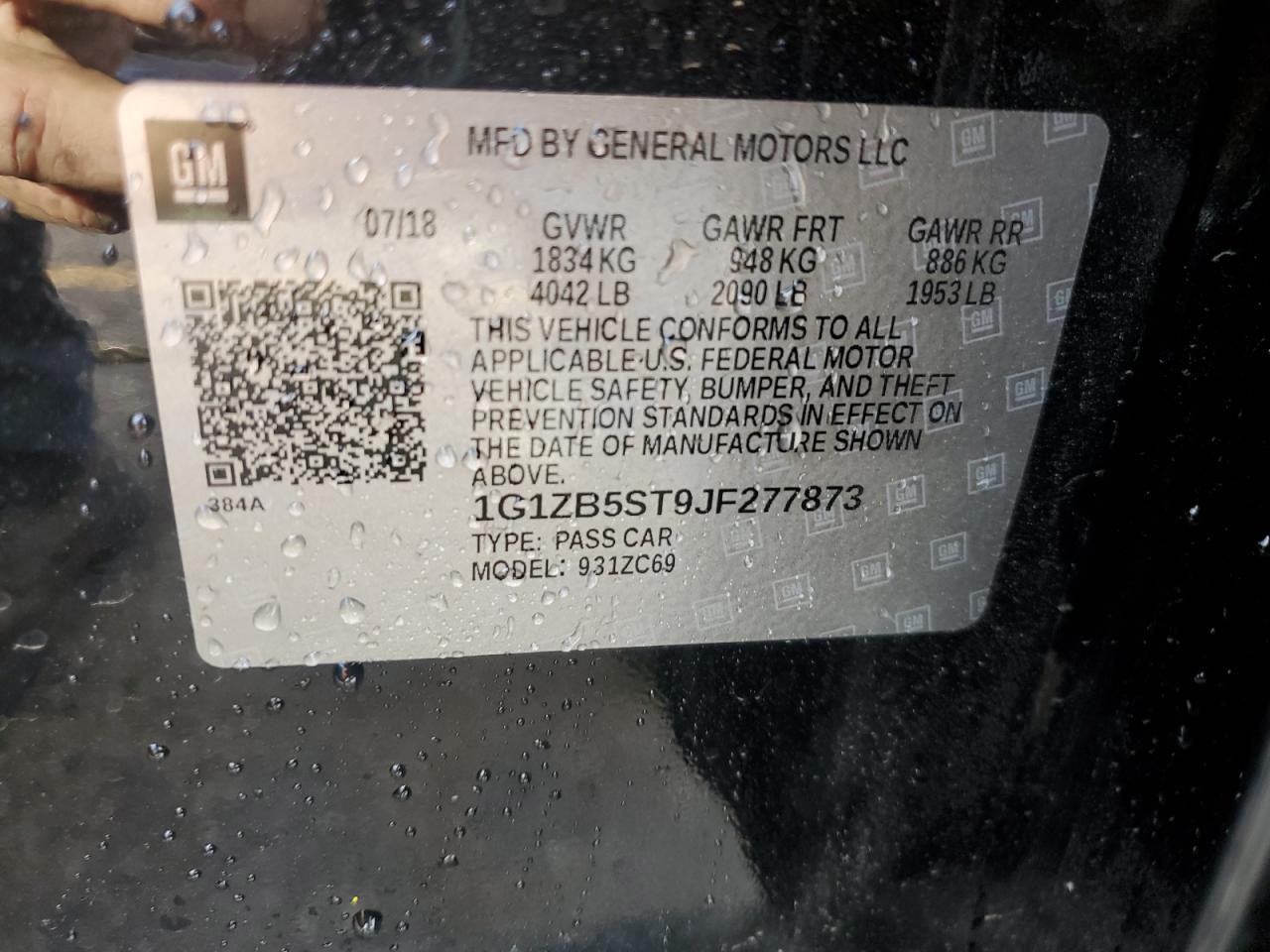 2018 Chevrolet Malibu VIN 1G1ZB5ST9JF277873 Copart auction photo, all over / mechanical damage thumbnail 12