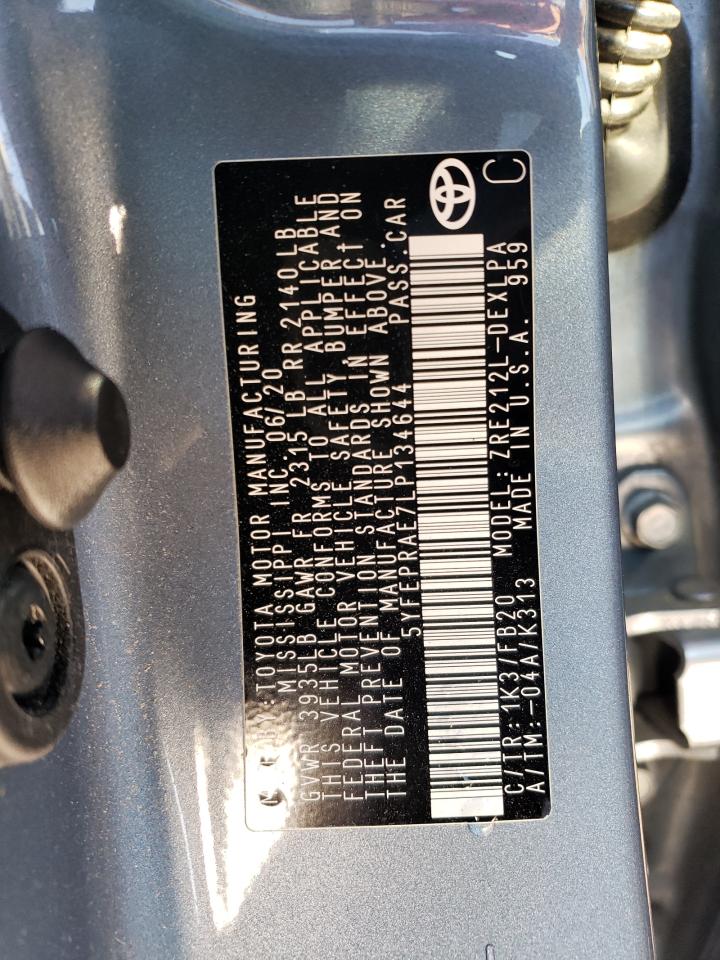 2020 Toyota Corolla VIN 5YFEPRAE7LP134644 Copart auction photo, front end damage thumbnail 12