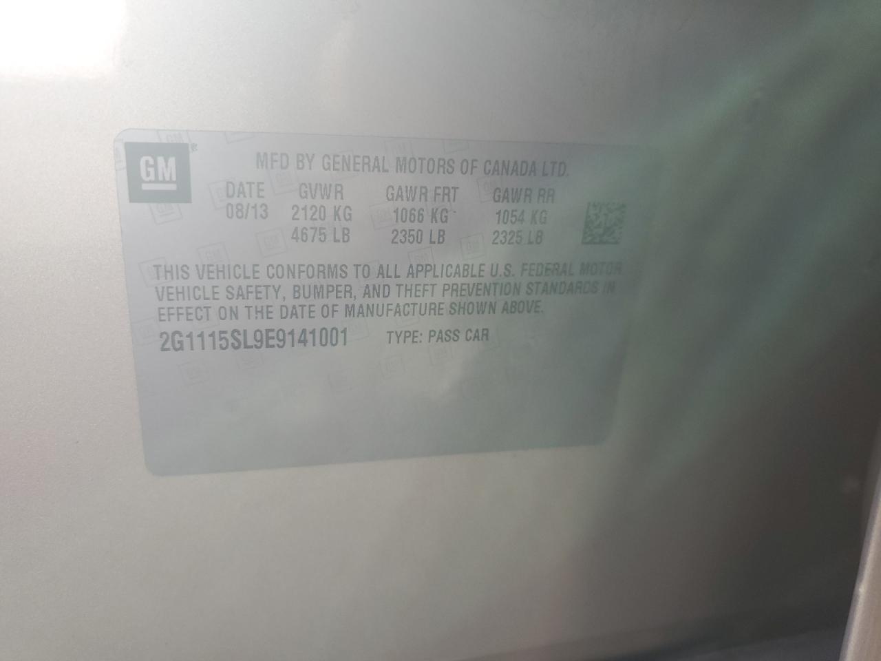 2014 Chevrolet Impala VIN 2G1115SL9E9141001 Copart auction photo, all over / undercarriage damage thumbnail 15