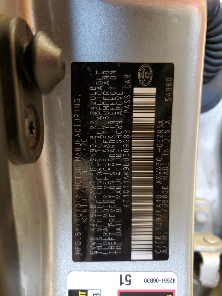 2020 Toyota Camry VIN 4T1C11AK9LU509383 Copart auction photo, front end / minor dent/scratches damage thumbnail 12