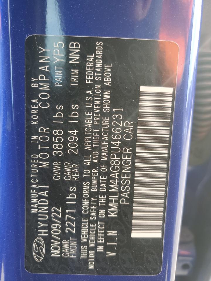 2023 Hyundai Elantra VIN KMHLM4AG8PU466231 Copart auction photo, rear end damage thumbnail 12