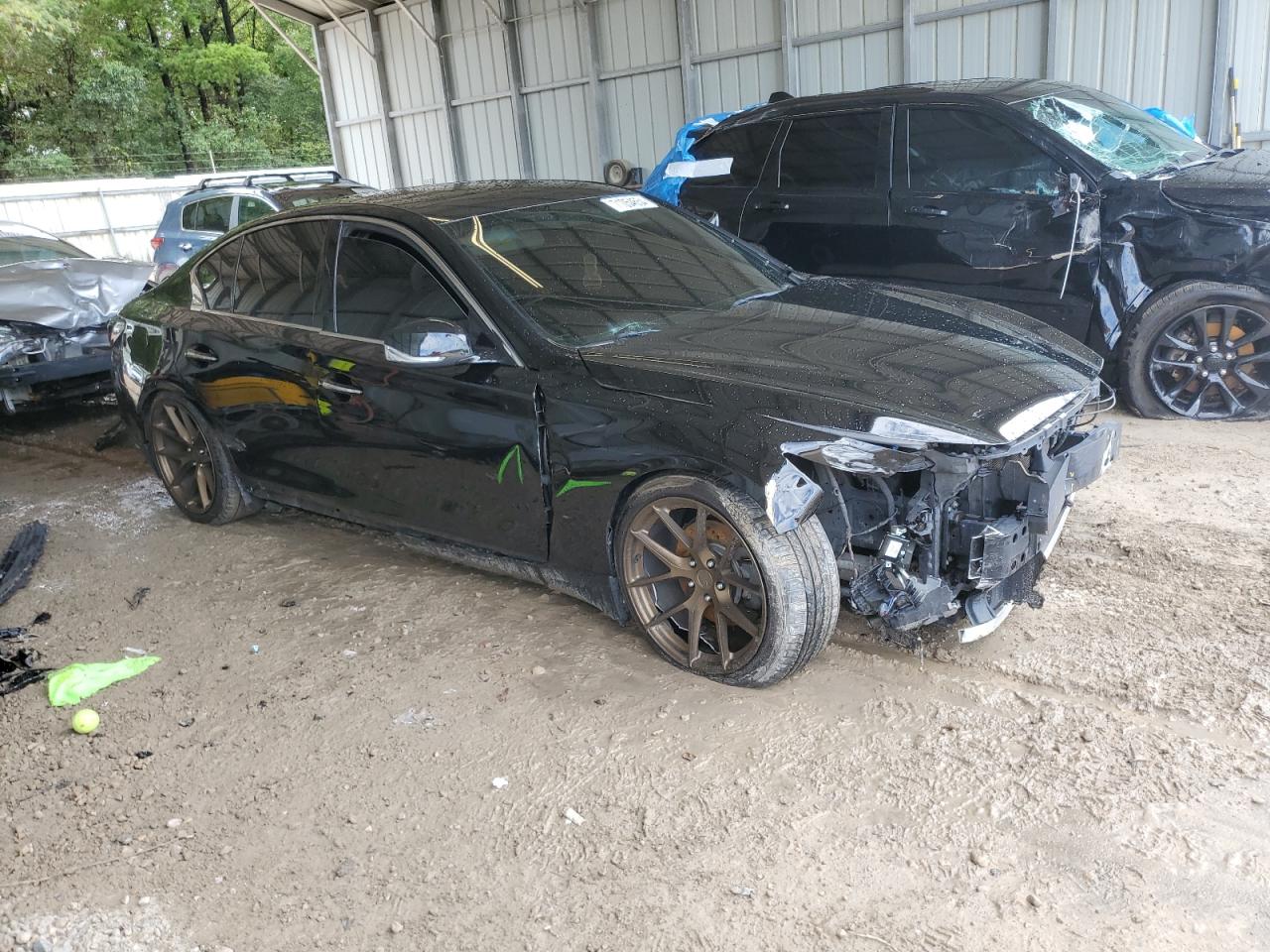 2014 Infiniti Q50 VIN JN1BV7AP9EM690428 Copart auction photo, side damage thumbnail 4