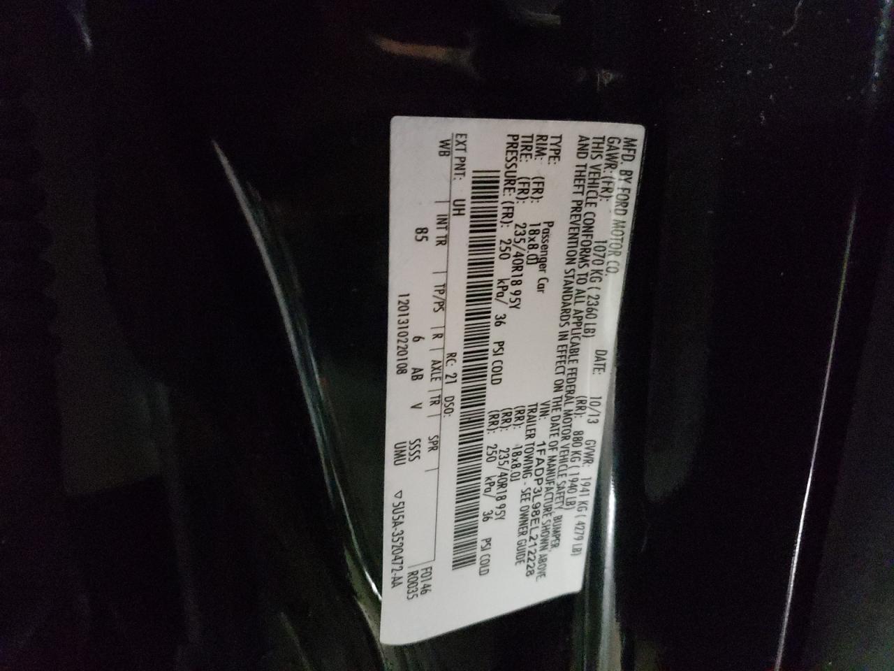 2014 Ford Focus VIN 1FADP3L98EL212228 Copart auction photo, front end damage thumbnail 14