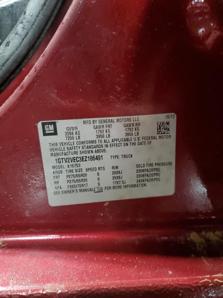2014 GMC Sierra VIN 1GTV2VEC3EZ186491 Copart auction photo, front end / rear end damage thumbnail 13