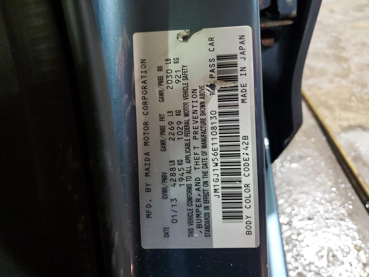 2014 Mazda 6 VIN JM1GJ1W56E1108130 Copart auction photo, minor dent/scratches damage thumbnail 12