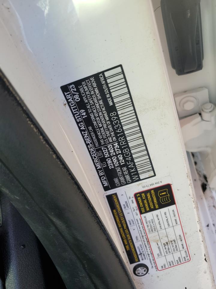 2024 Mercedes-Benz C-klasse VIN W1KAF4GB1RR163398 Copart auction photo, water/flood damage thumbnail 13