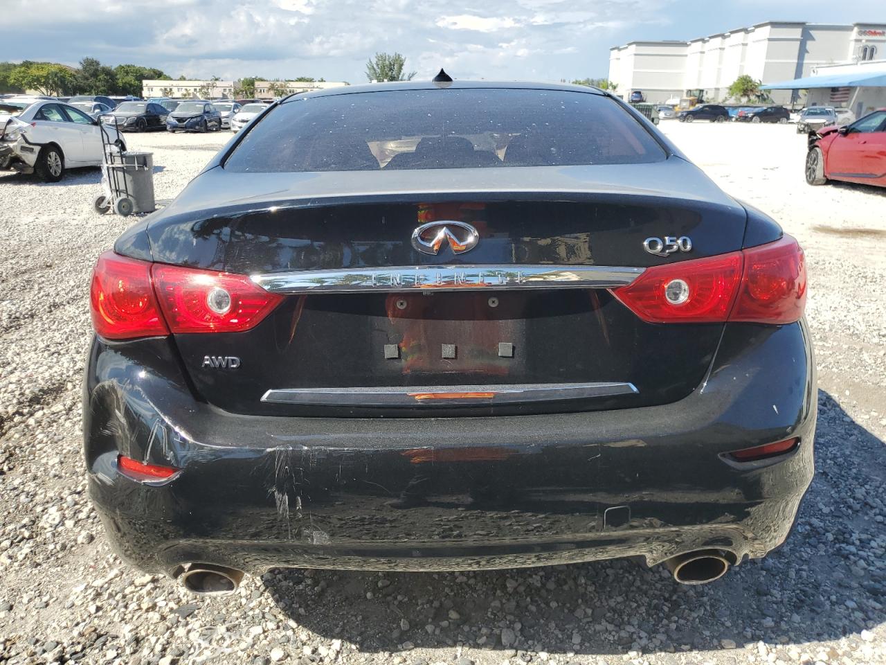 2015 Infiniti Q50 VIN JN1BV7AR7FM423033 Copart auction photo, front end / rear end damage thumbnail 6