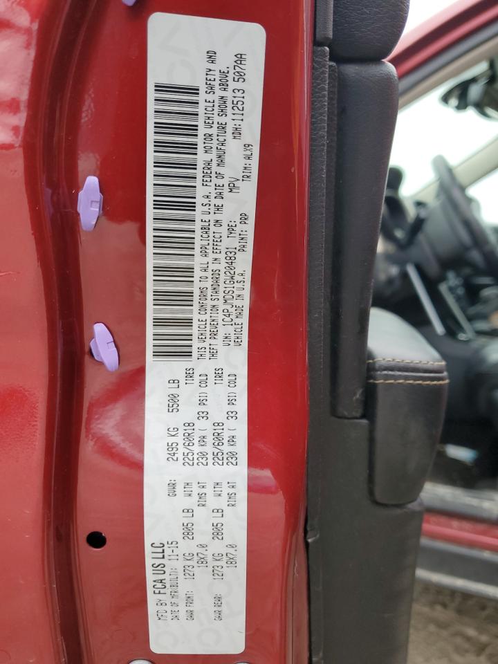 2016 Jeep Grand Cherokee VIN 1C4PJMDS1GW204831 Copart auction photo, burn / front end damage thumbnail 15