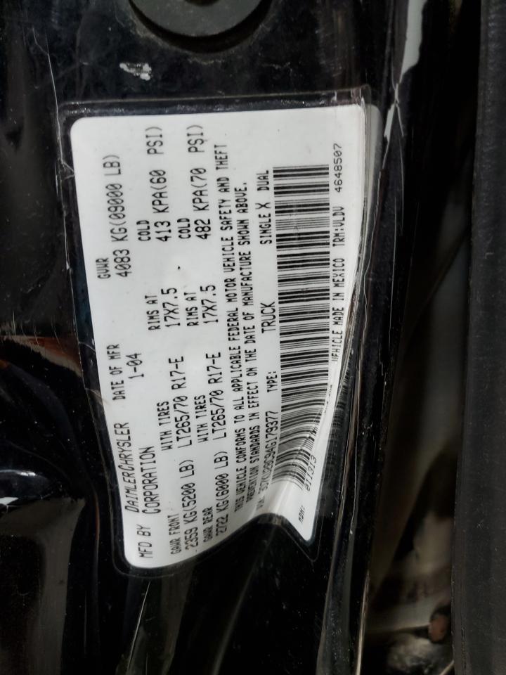 2004 Dodge RAM VIN 3D7KU28C94G179377 Copart auction photo, side / front end damage thumbnail 12