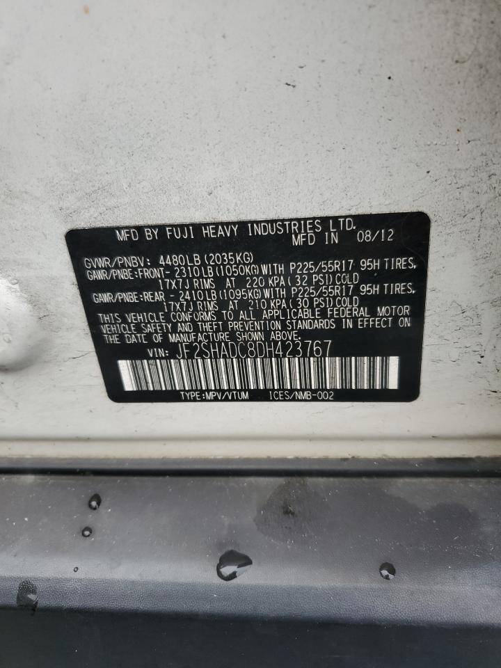 2013 Subaru Forester VIN JF2SHADC8DH423767 Copart auction photo, front end damage thumbnail 15