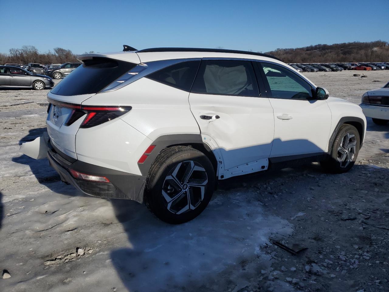 2022 Hyundai Tucson VIN KM8JE3AE2NU058463 Copart auction photo, rear end / side damage thumbnail 3