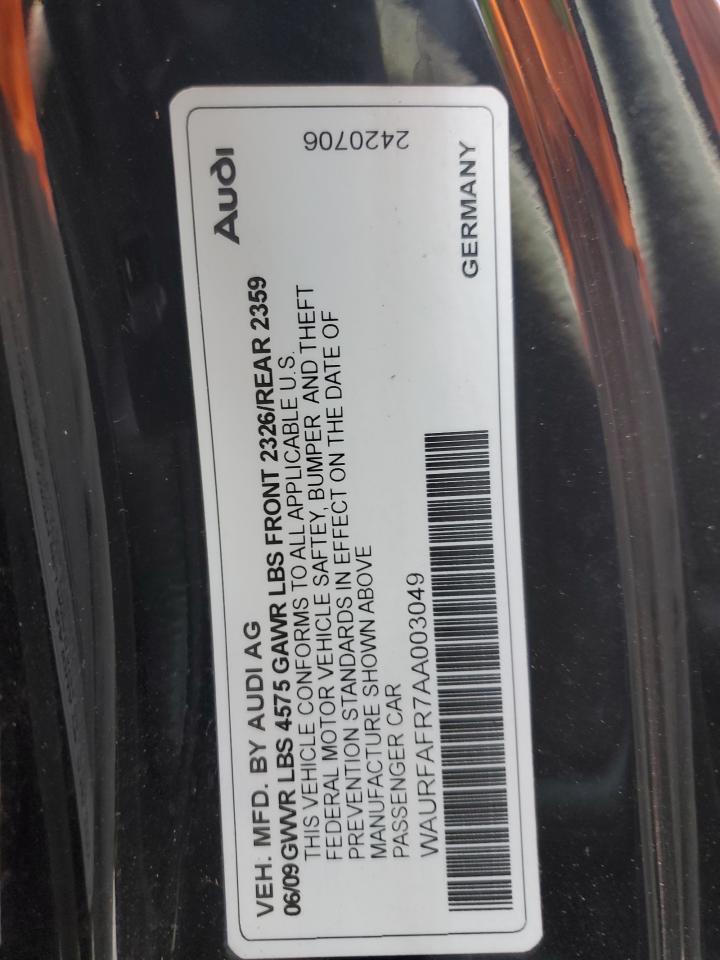 2010 Audi A5 VIN WAURFAFR7AA003049 Copart auction photo, front end damage thumbnail 12