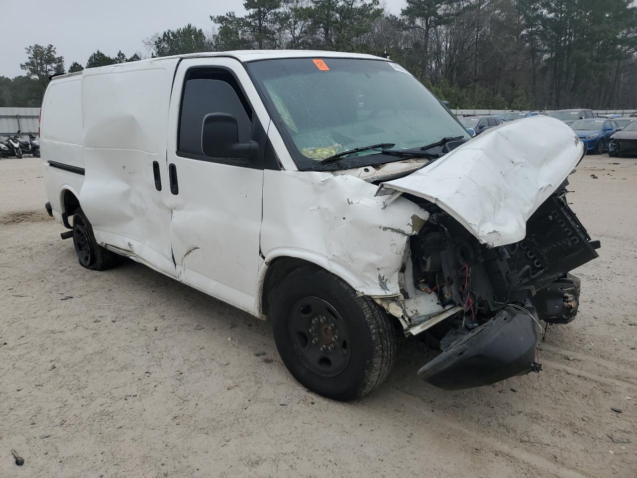 2011 Chevrolet Express VIN 1GCWGFCA0B1169848 Copart auction photo, front end / side damage thumbnail 4