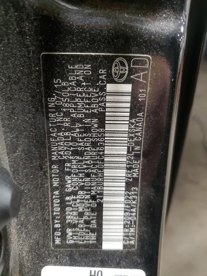 2015 Toyota Corolla VIN 2T1BURHE0FC463658 Copart auction photo, front end damage thumbnail 13