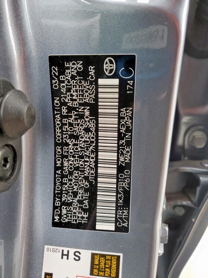 2022 Toyota Corolla VIN JTDEAMDE7NJ054851 Copart auction photo, side damage thumbnail 12