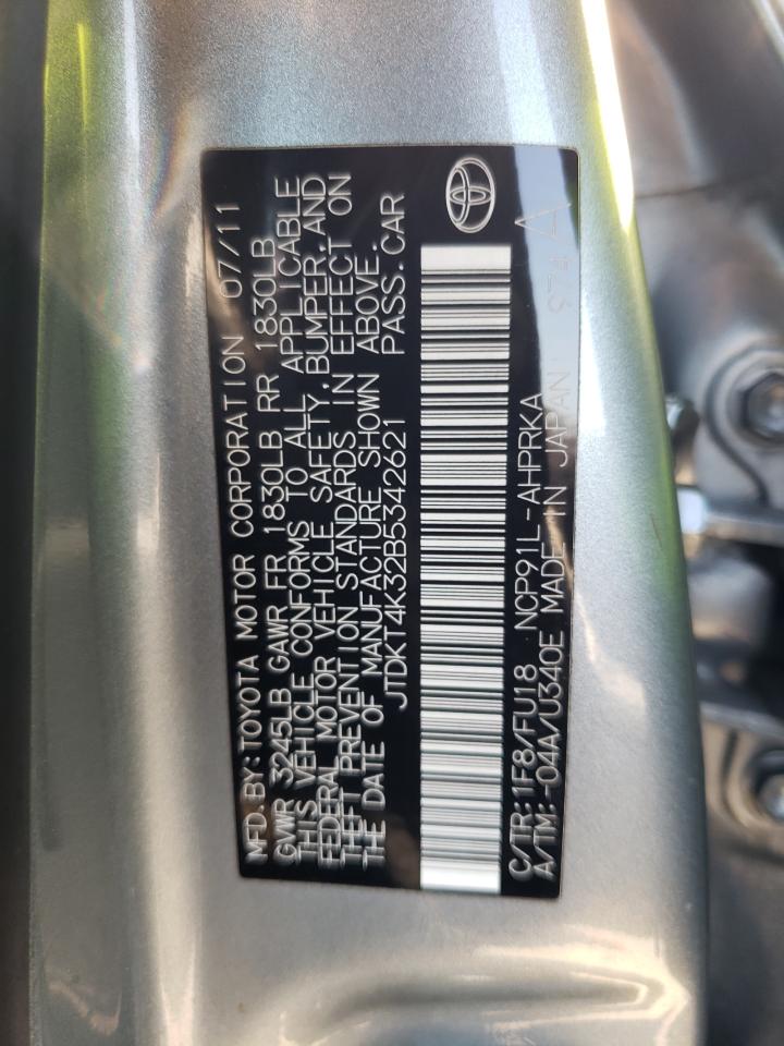 2011 Toyota Yaris VIN JTDKT4K32B5342621 Copart auction photo, side / front end damage thumbnail 14