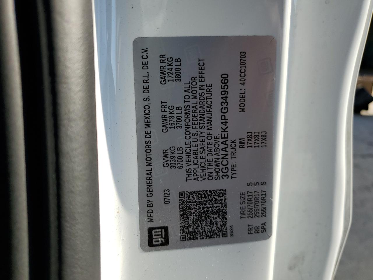 2023 Chevrolet Silverado VIN 3GCNAAEK4PG349560 Copart auction photo, mechanical / normal wear damage thumbnail 12