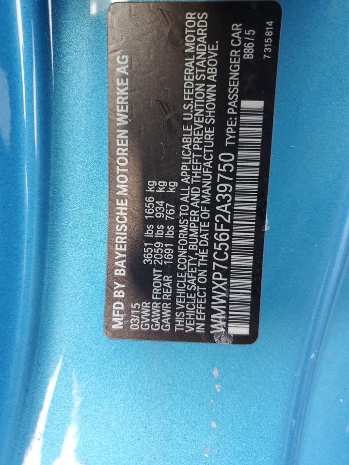 2015 MINI Cooper VIN WMWXP7C56F2A39750 Copart auction photo, front end / mechanical damage thumbnail 14