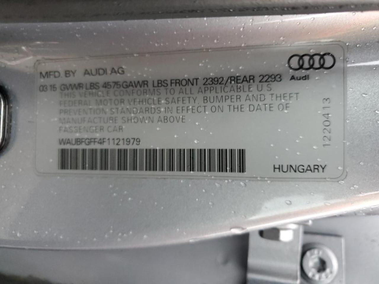 2015 Audi A3 VIN WAUBFGFF4F1121979 Copart auction photo, rear end / front end damage thumbnail 14