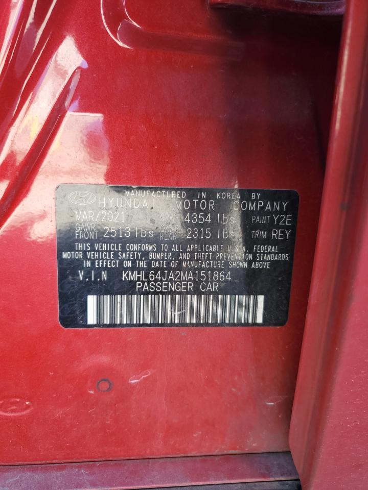 2021 Hyundai Sonata VIN KMHL64JA2MA151864 Copart auction photo, damage history / minor dent/scratches damage thumbnail 12
