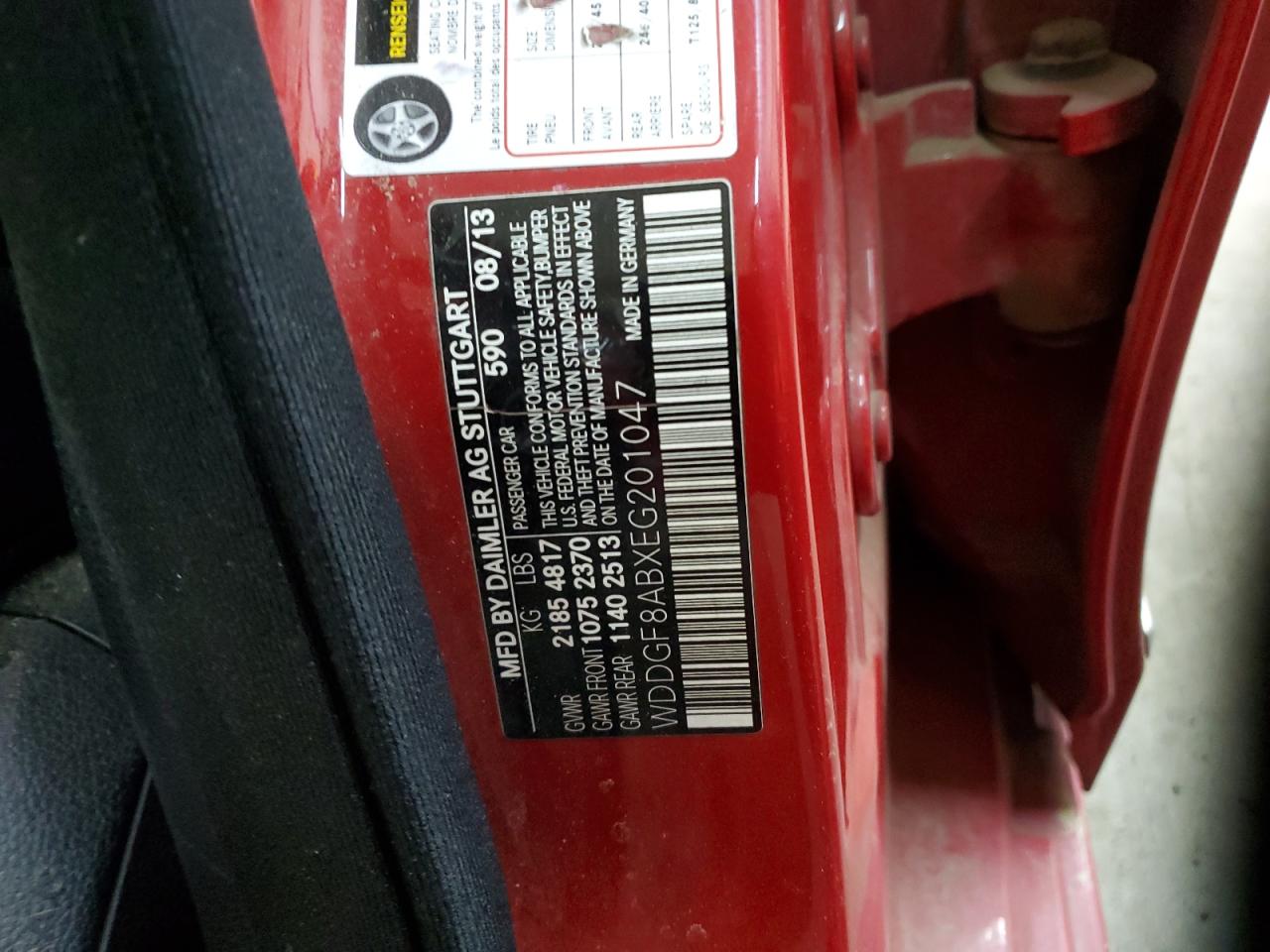 2014 Mercedes-Benz C-klasse VIN WDDGF8ABXEG201047 Copart auction photo, all over damage thumbnail 13