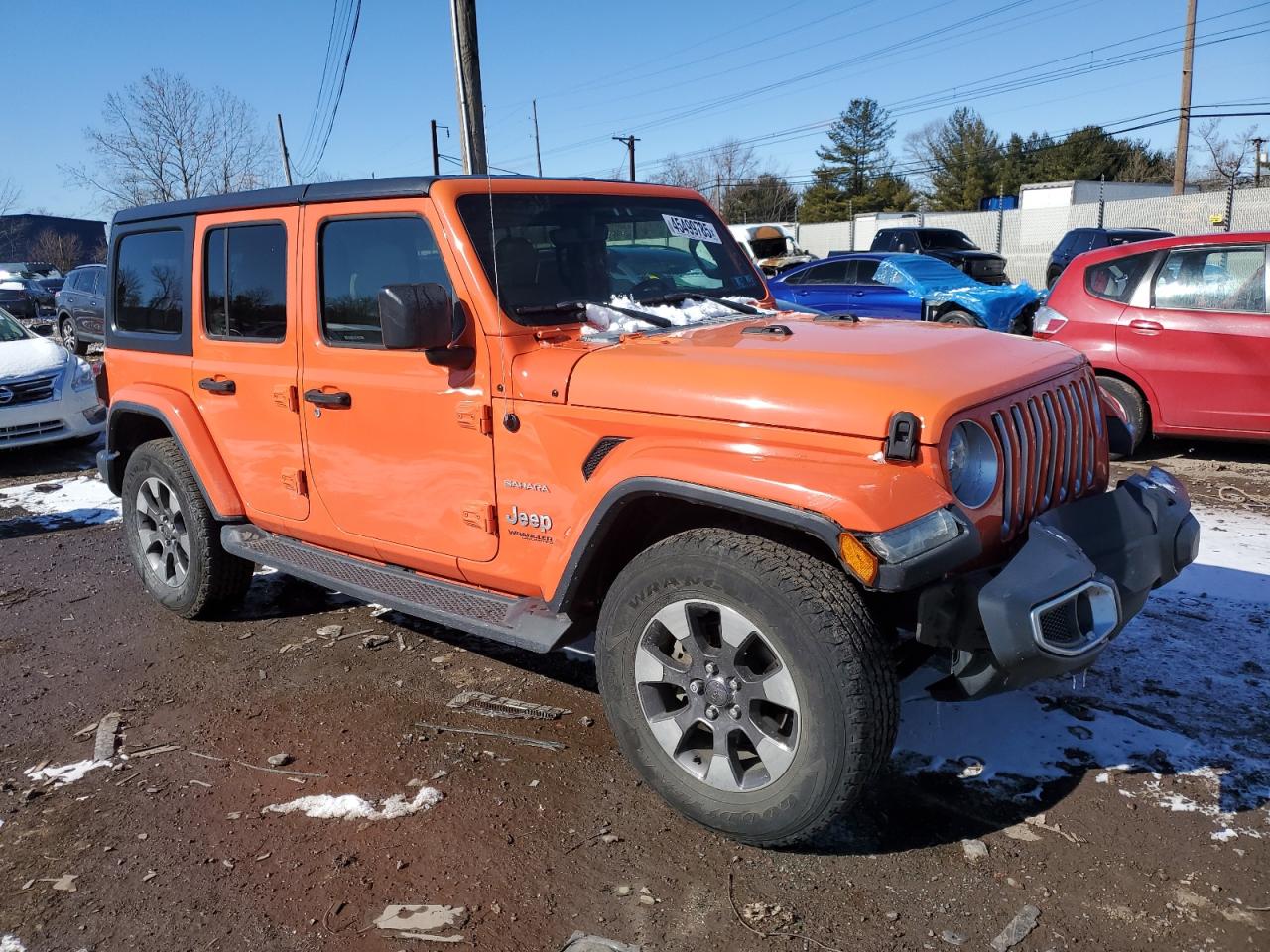 2018 Jeep Wrangler VIN 1C4HJXEG9JW196386 Copart auction photo, front end damage thumbnail 4