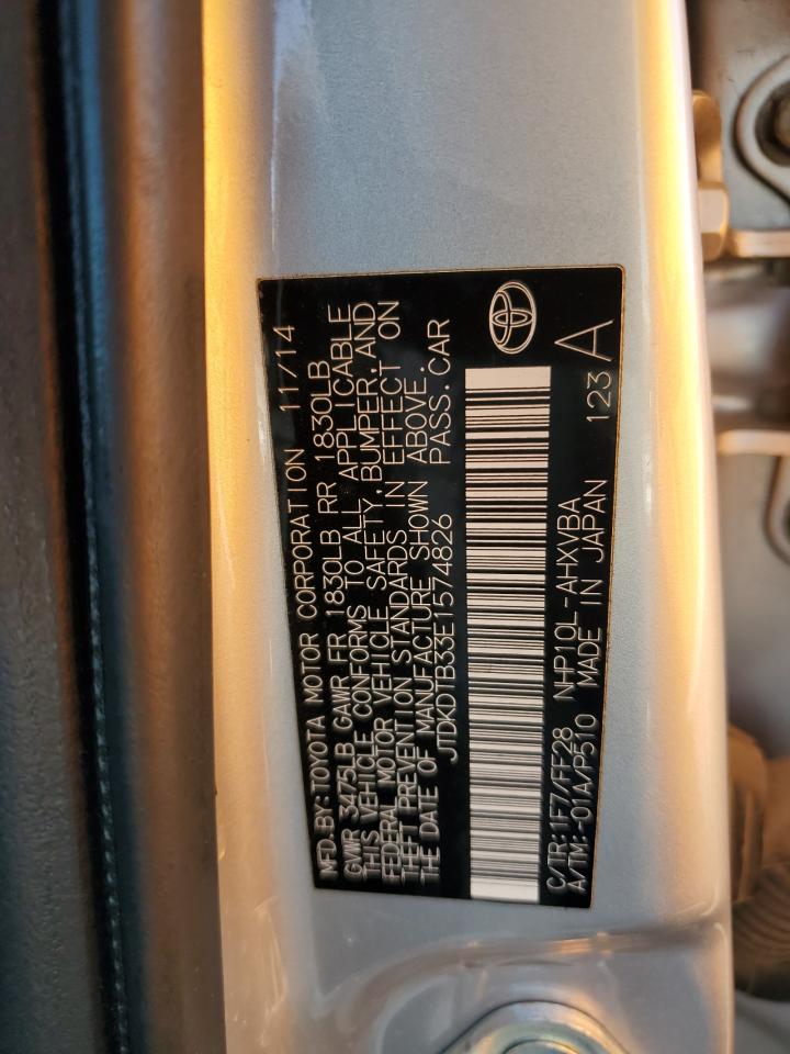 2014 Toyota Prius VIN JTDKDTB33E1574826 Copart auction photo, front end damage thumbnail 13