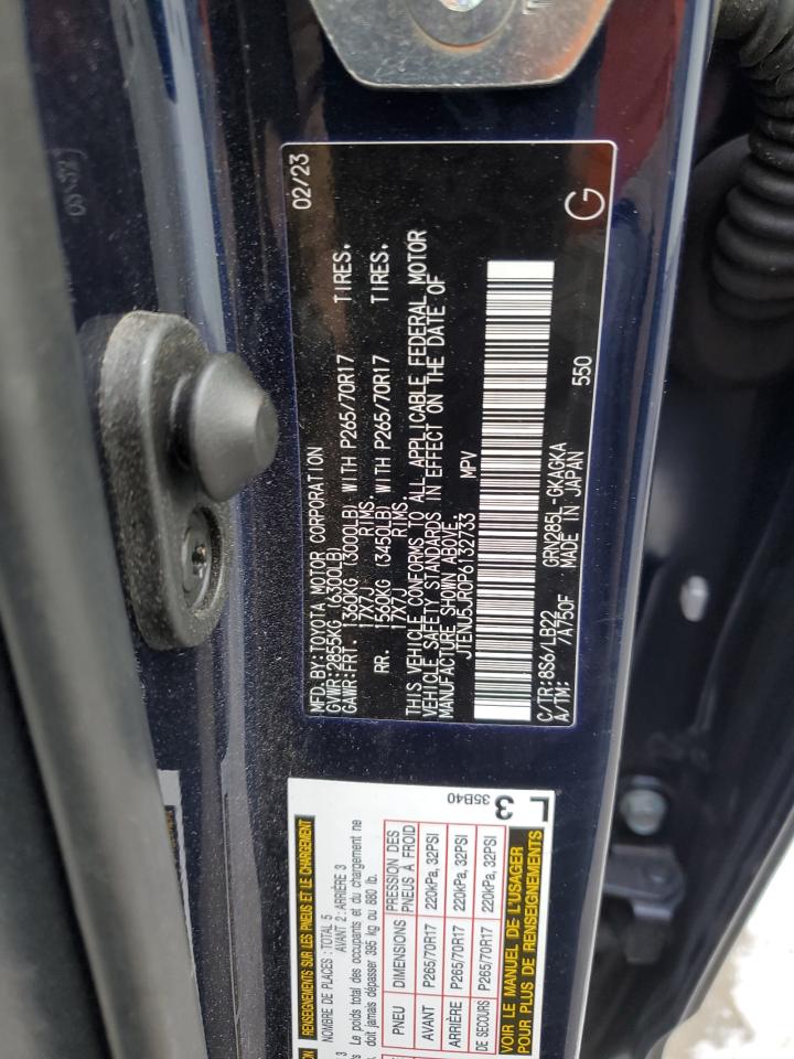 2023 Toyota 4Runner VIN JTENU5JR0P6132733 Copart auction photo, front end / all over damage thumbnail 16