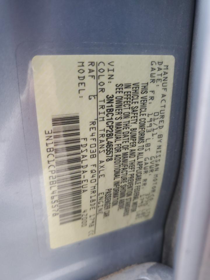 2011 Nissan Versa VIN 3N1BC1CP2BL465578 Copart auction photo, side damage thumbnail 12