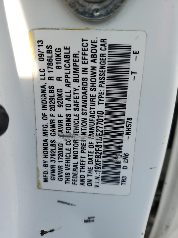 2013 Honda Civic VIN 19XFB2F81DE277010 Copart auction photo, front end damage thumbnail 15