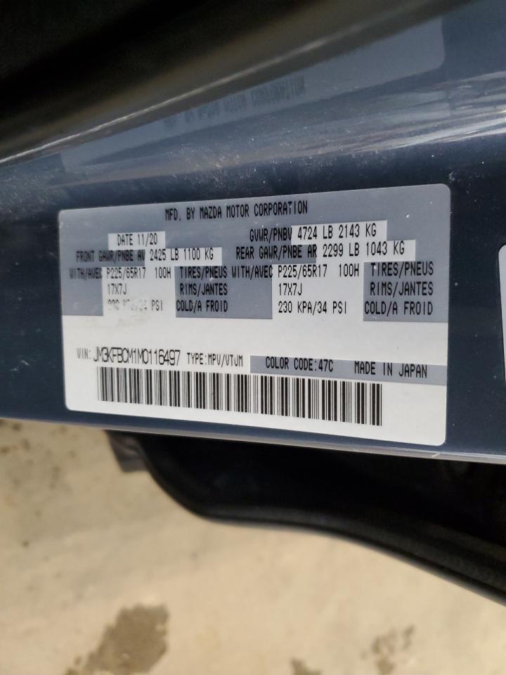 2021 Mazda CX-5 VIN JM3KFBCM1M0116497 Copart auction photo, rear end / top/roof damage thumbnail 14