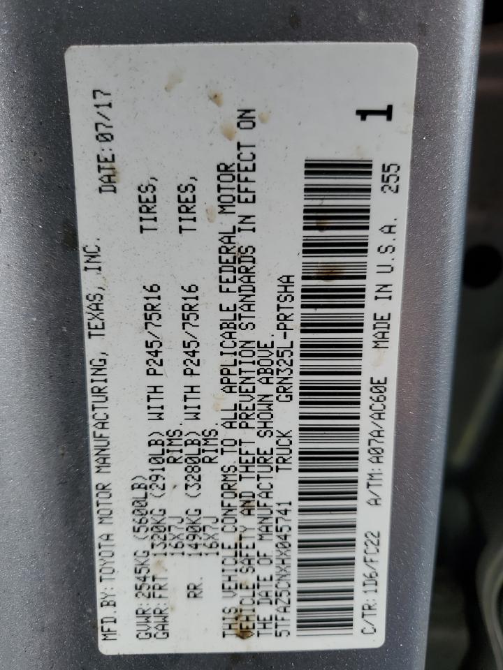 2017 Toyota Tacoma VIN 5TFAZ5CNXHX045741 Copart auction photo, front end damage thumbnail 12