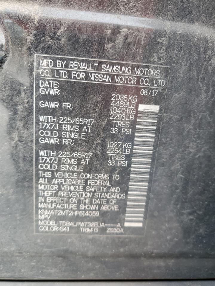 2017 Nissan Rogue VIN KNMAT2MT2HP614059 Copart auction photo, front end / side damage thumbnail 16