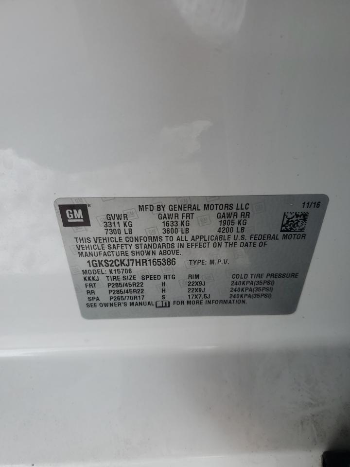 2017 GMC Yukon VIN 1GKS2CKJ7HR165386 Copart auction photo, front end / side damage thumbnail 14