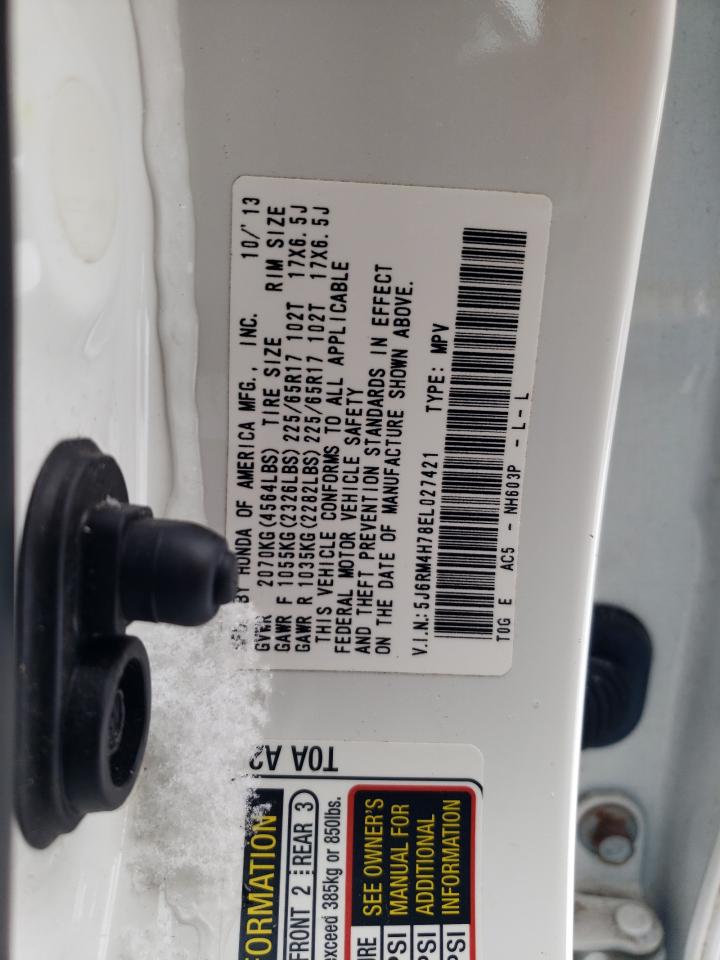 2014 Honda CR-V VIN 5J6RM4H78EL027421 Copart auction photo, rollover damage thumbnail 13