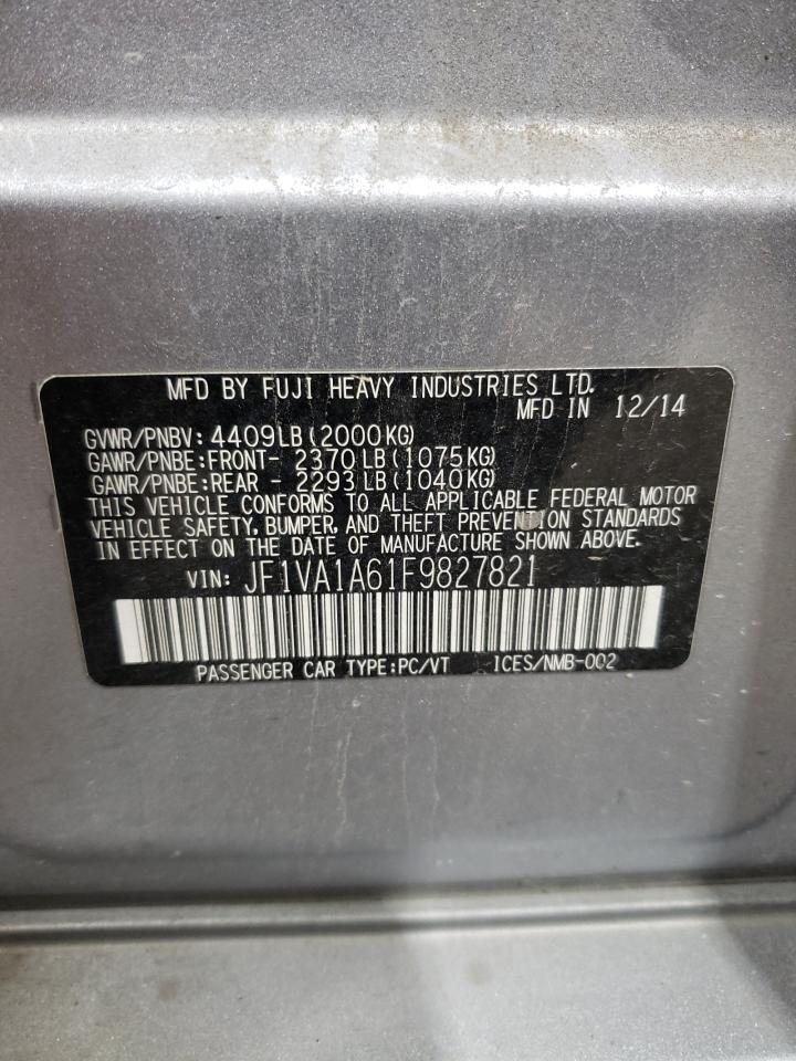 2015 Subaru WRX VIN JF1VA1A61F9827821 Copart auction photo, front end / undercarriage damage thumbnail 13