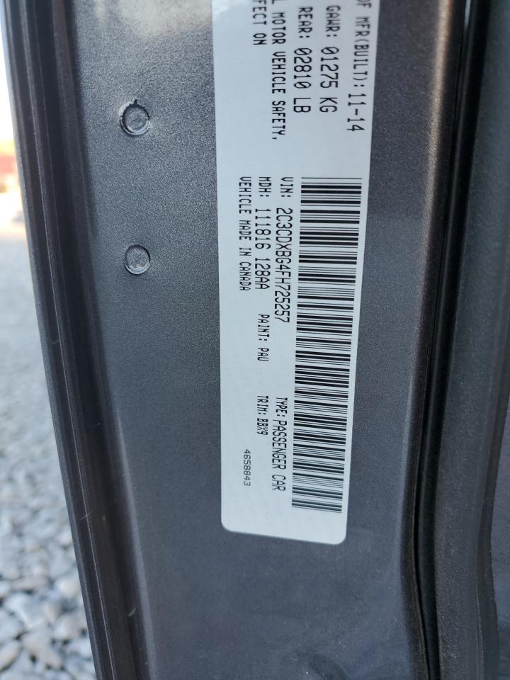 2015 Dodge Charger VIN 2C3CDXBG4FH725257 Copart auction photo, frame damage damage thumbnail 12